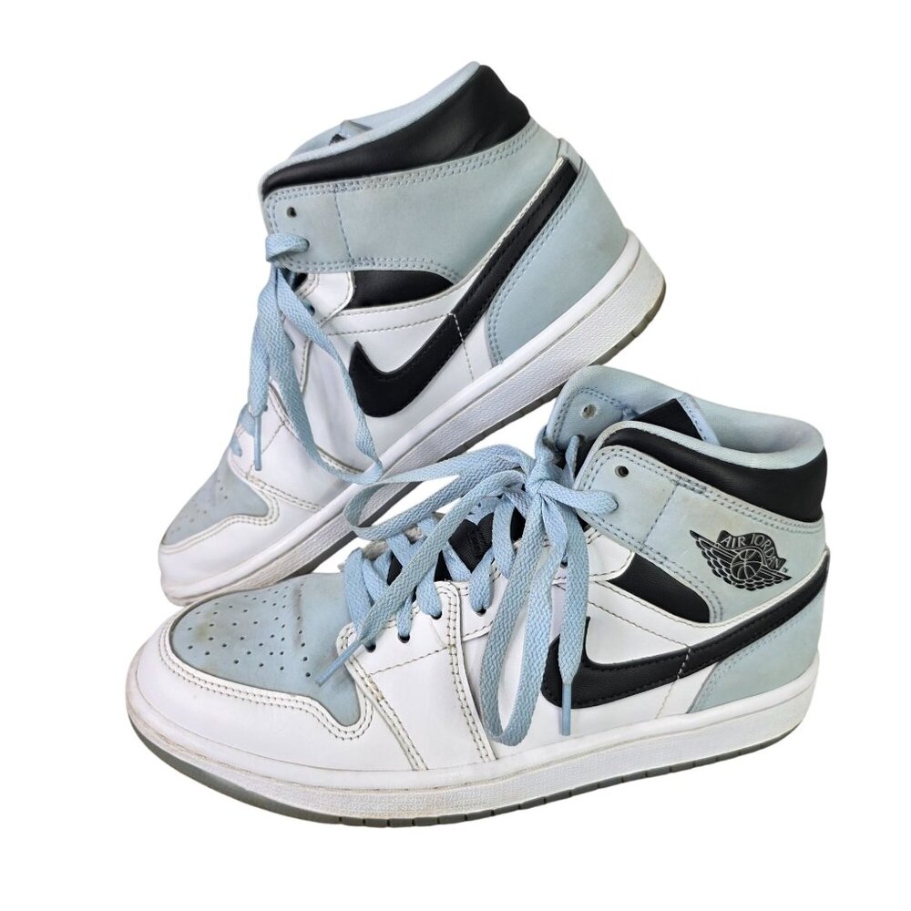 Womens Nike Air Jordan 1 Mid SE Ice Blue Sneakers High Top Basketball Size 7.5
